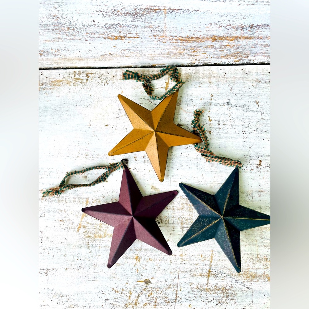 *4.75” Hanging Metal Primitive Stars Set of 3